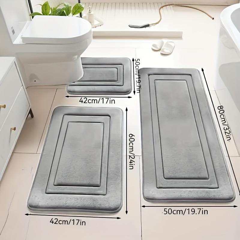 

3pcs Memory Foam Bath Mat Set 25D Density Super Absorbent Non-slip Bathroom Rugs Soft Shower Carpet for Tub Toilet Floor