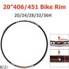 1 Peça/2 Peças 20“ 406 451 Aro de Bicicleta V-Brake Liga de Alumínio Aro de Camada Dupla 20/24/28/32/36 Furos Aro de Bicicleta Dobrável MTB Peças de Bicicleta AV