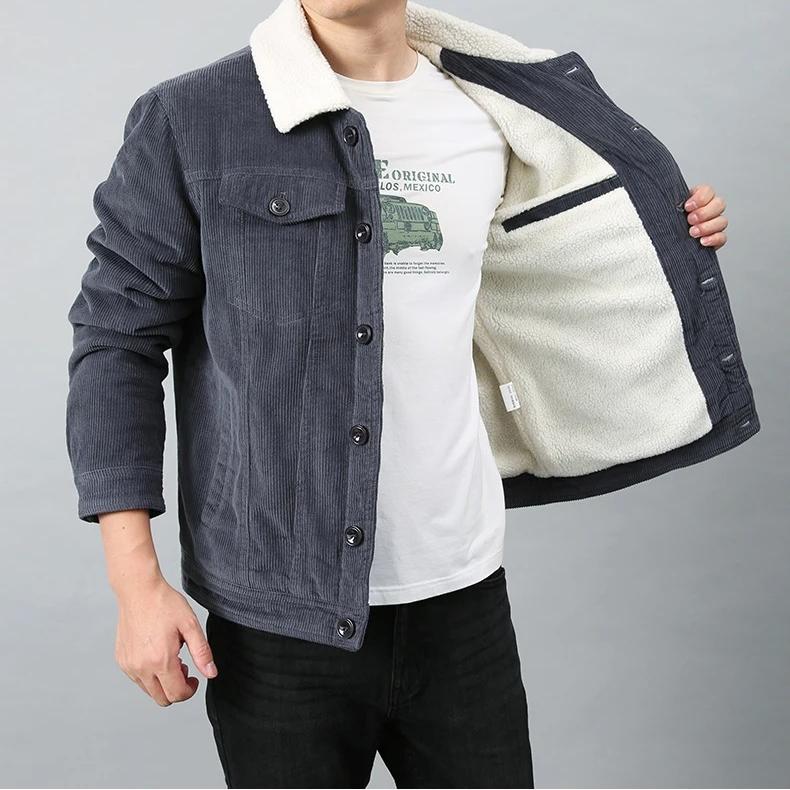 

Мужские хлопковые куртки с подкладкой, теплые, свободные, парка, вельветовая короткая куртка, мужская, однотонная, на молнии, ветровка, зимняя мужская флисовая куртка L серый