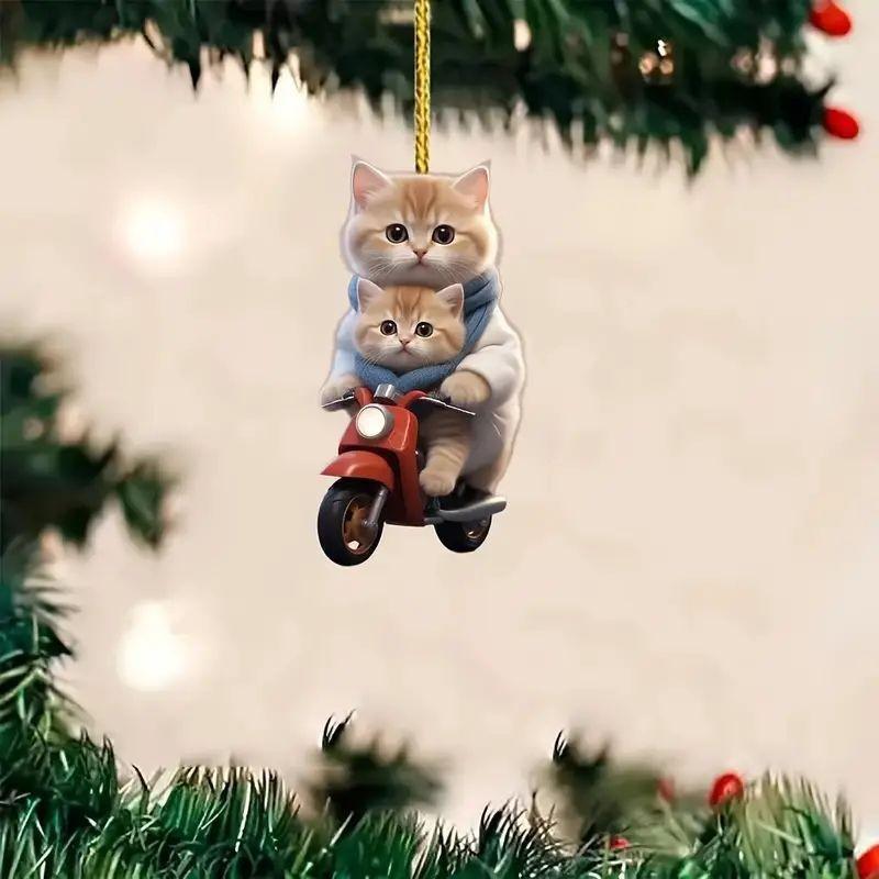 Cat Playful Cartoon Acrylic Car Hanging Accessory For Stylish Dcor Vehicle