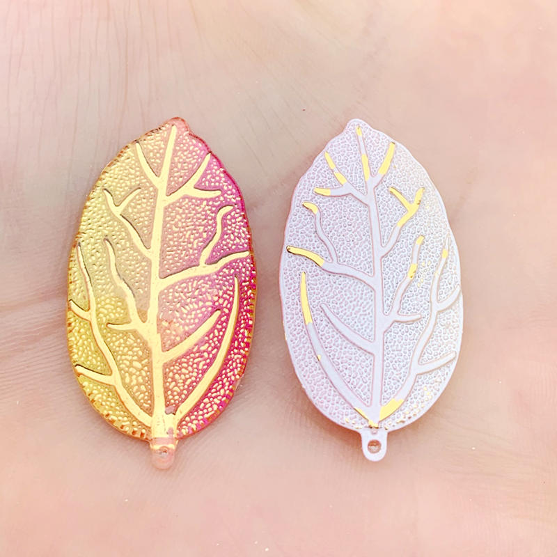 10 Stück 21*40mm Regenbogen Blätterförmige Harz Strass Applikation Kristalle Flatback Steine für Schmuck Handwerk Dekoration Anhänger