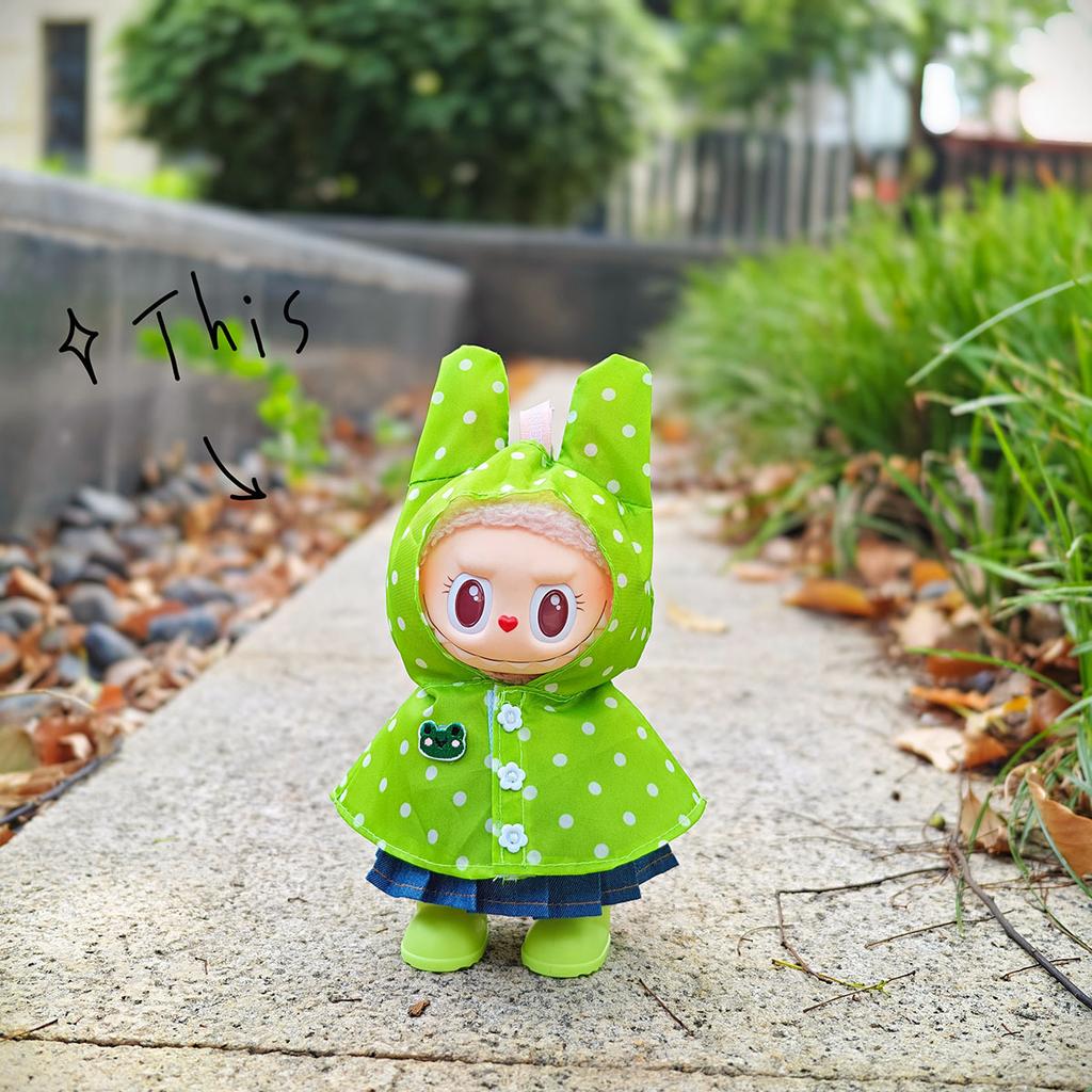 Only Clothes for V1 V2 V3 Labubu Clothes Raincoat Colorful Polka Dot Waterproof Suit Set Raincoat Suit Set Children's Gift