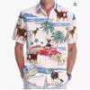 Summer Hawaiian Shirt Men's Fashion Digital Printing Short Sleeve Source Factory One and a half sleeves