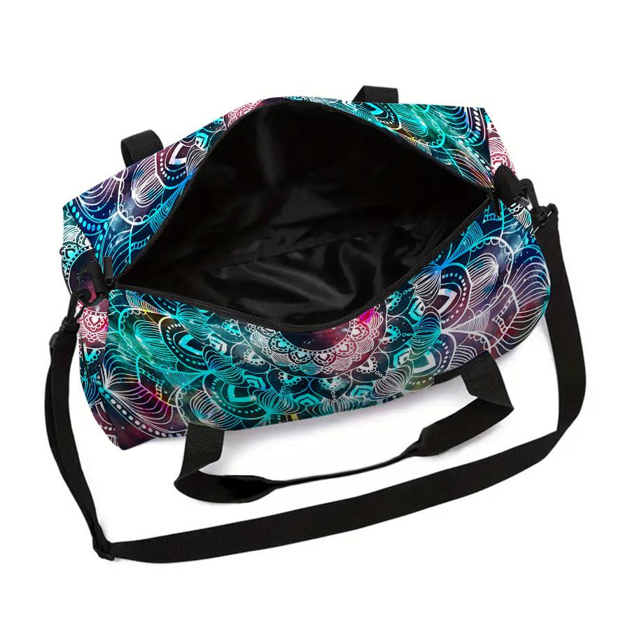 Colorful Fish Scale Large Capacity Travel Duffels Bag for Boy/Girl Children Best Gift 2D Flat Cartoon Leisure Fitness Bag