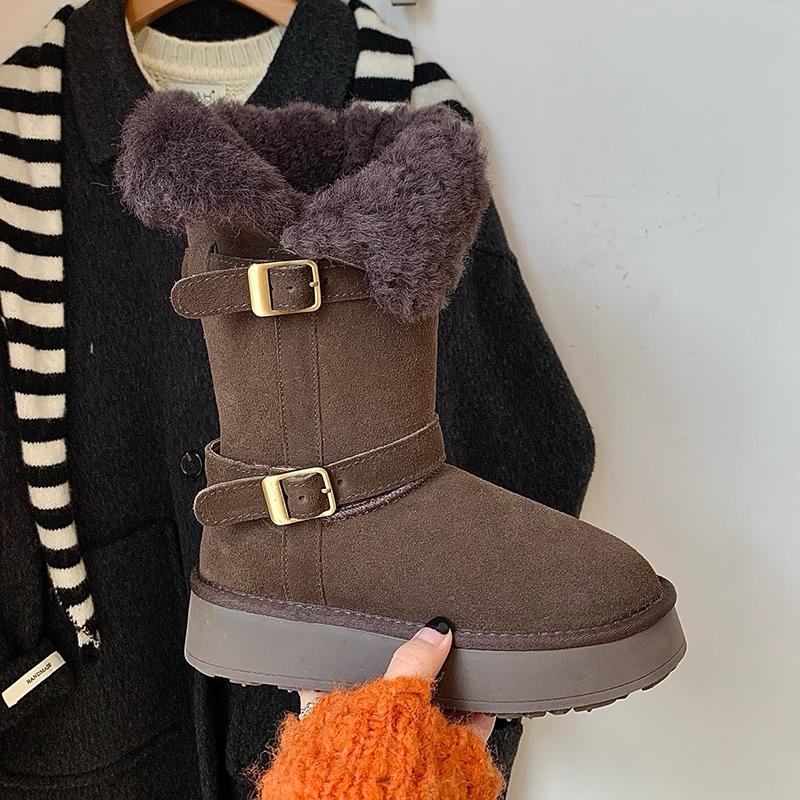 

Thick-soled heightening casual snow boots women s 2025 winter new piled thickened warm, antifreeze and non-slip cotton boots 40