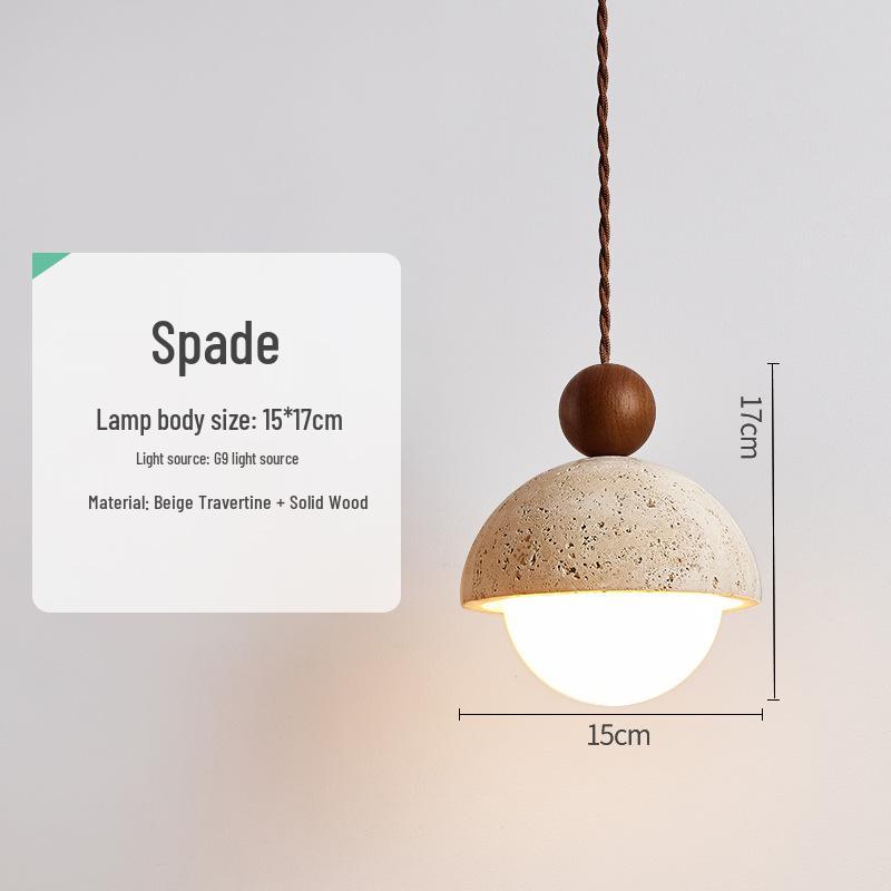 Yellow Travertine Pendant Light - Retro Cream Wabi-sabi Style for B&B, Restaurant, Bedroom, or Bedside.