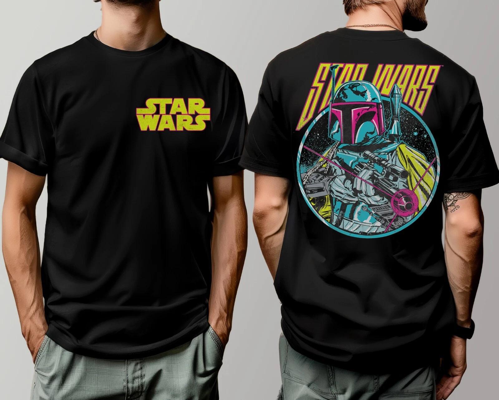 Двусторонняя футболка Star Wars Day Боба Фетт Винтажная Унисекс для Взрослых и Детей 592055-58 4XL