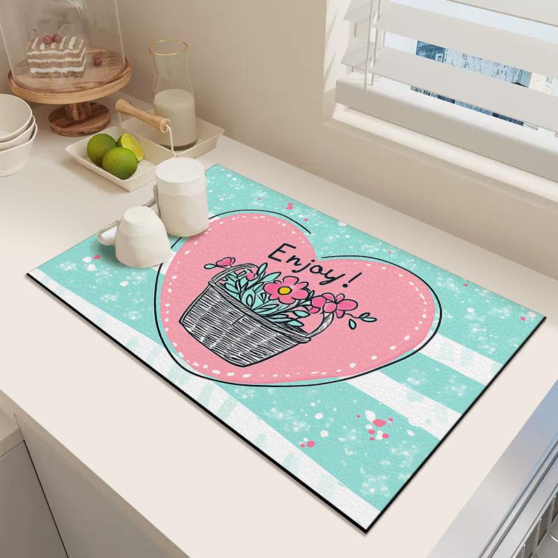 

Коврик для слива воды Кухонная мойка Раковина Столовые приборы Быстросохнущий впитывающий коврик Столовый нескользящий коврик Коврик для чашки Изоляция и влагоотвод 40 * 50cm clean