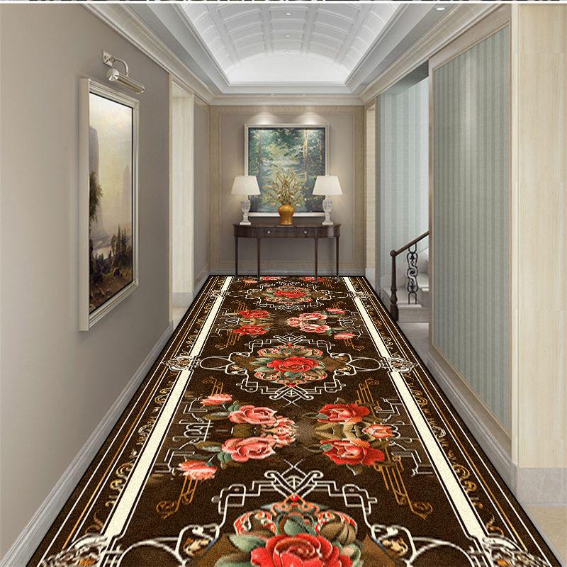Luxuriöser langer Flurteppich Rutschfest Treppenhaus Flur Europäische Dekoration Läuferteppich Waschbar Gang Küchenmatte Anpassbar