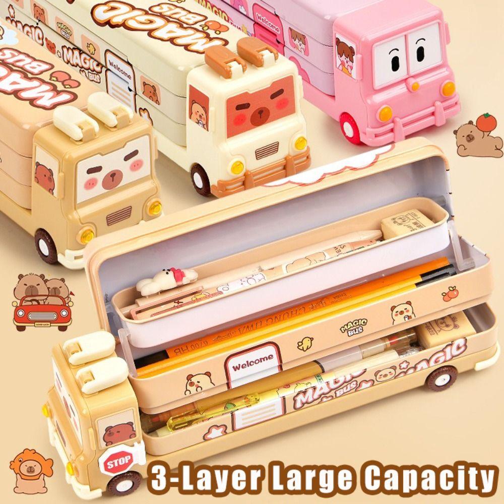 Capybara Pencil Case Bus Shape Stationery Organizer New Stationery Storage Box  Students