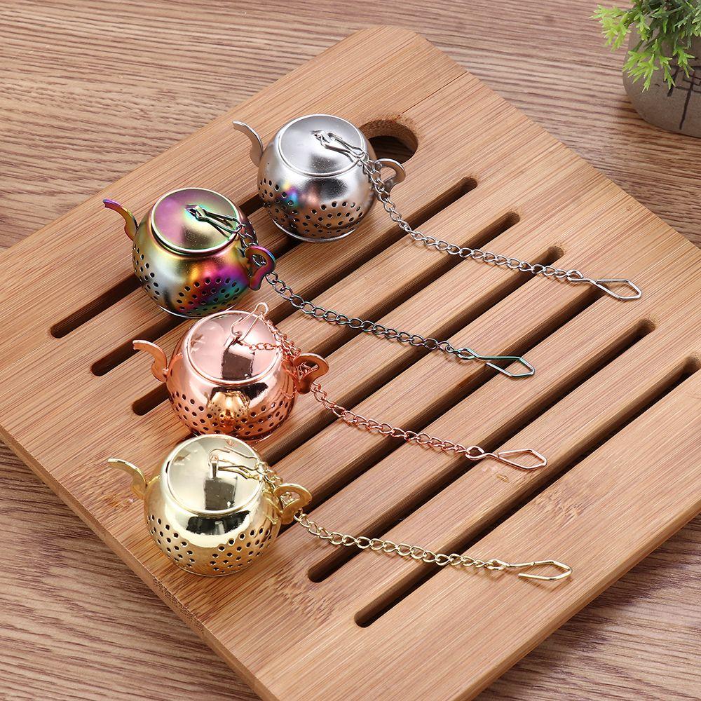 With Chain Stainless Steel Teapot Shape Tea Strainer Tea Infuser Herbal Spice Filter Diffuser