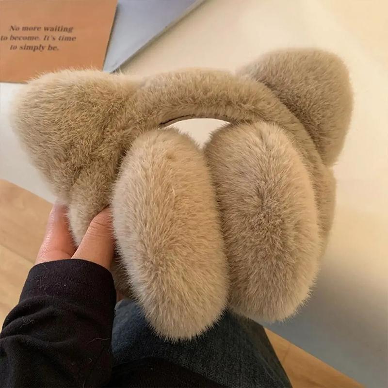 Women Faux Fur Ear Protection Soft Foldable Retractable Plush Outdoor Windproof Winter Ear Warmers Warm Multiple Options Available