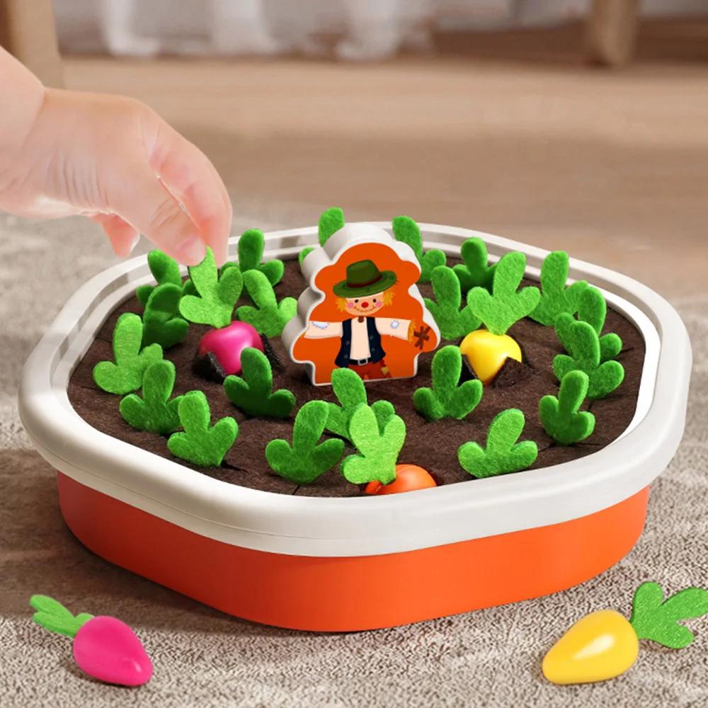 Children's Pull Radish Toy Fun Tabletop Carrot Harvest Game Teaching Aids Shape Sorting Matching Early Education Toys for Babies