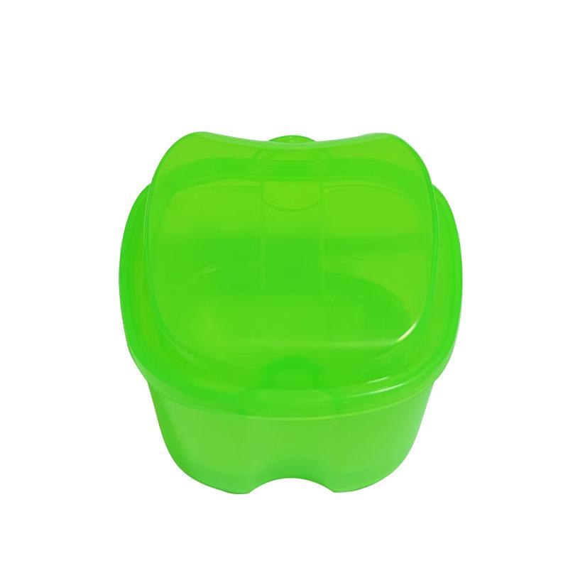 Apple Shape Denture Bath Box Case Dental False Teeth Storage Box with Hanging Net Container