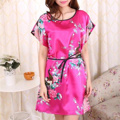 Nachahmung Seide Nachthemd Damen Große Größe Kurzarm Pyjamas Sommer Dünne Hause Kleidung