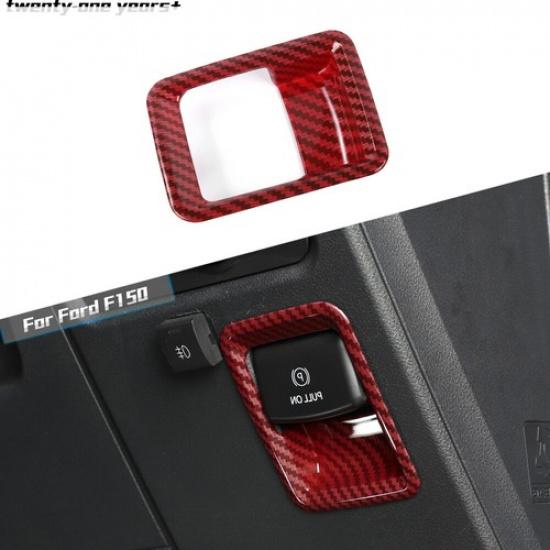 Red Carbon Fiber Handbrake Switch Panel Cover Trim Frame For Ford F150 -