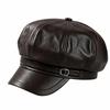 Octagonal Beret Hat Metal Buckle Strap Octagonal Cap Vintage Baker Boy Cap  For Women