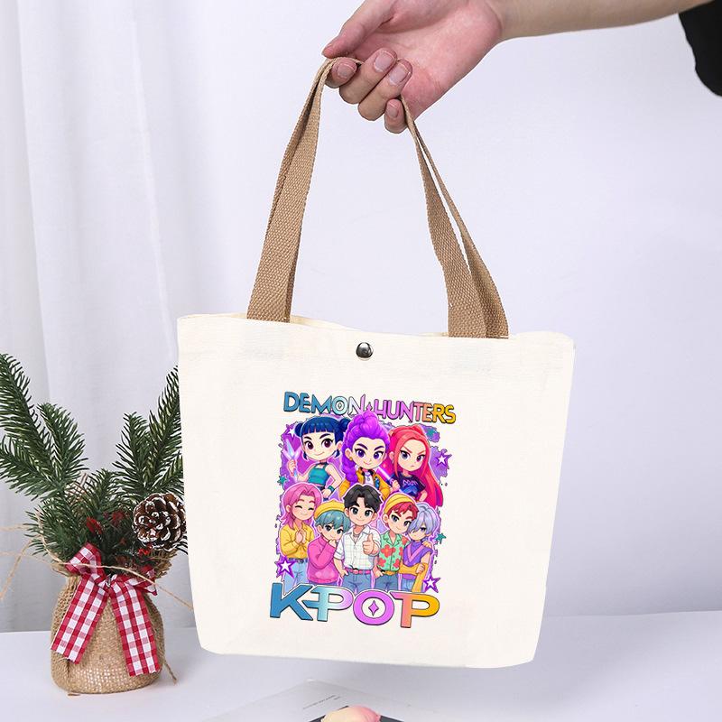 K-Pop Animation Cartoon Printing High Value Fashion Simple Canvas Bag Going Out Portable Shopping Bag Handbag