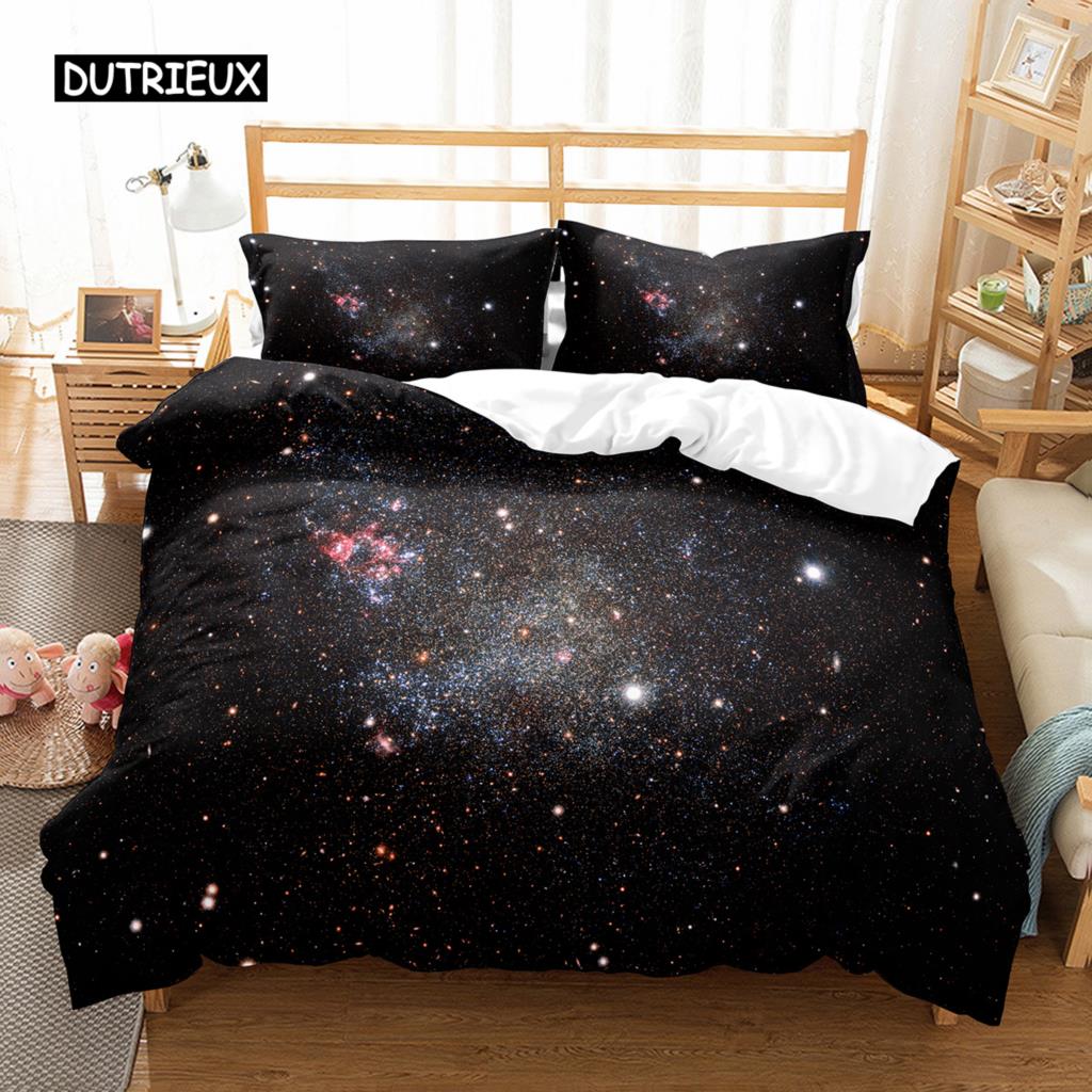 Hubble Image King Queen Duvet Cover Vast Starry Sky Bedding Set Bright Universe Landscape Quilt Cover Polyester Comforter Cover