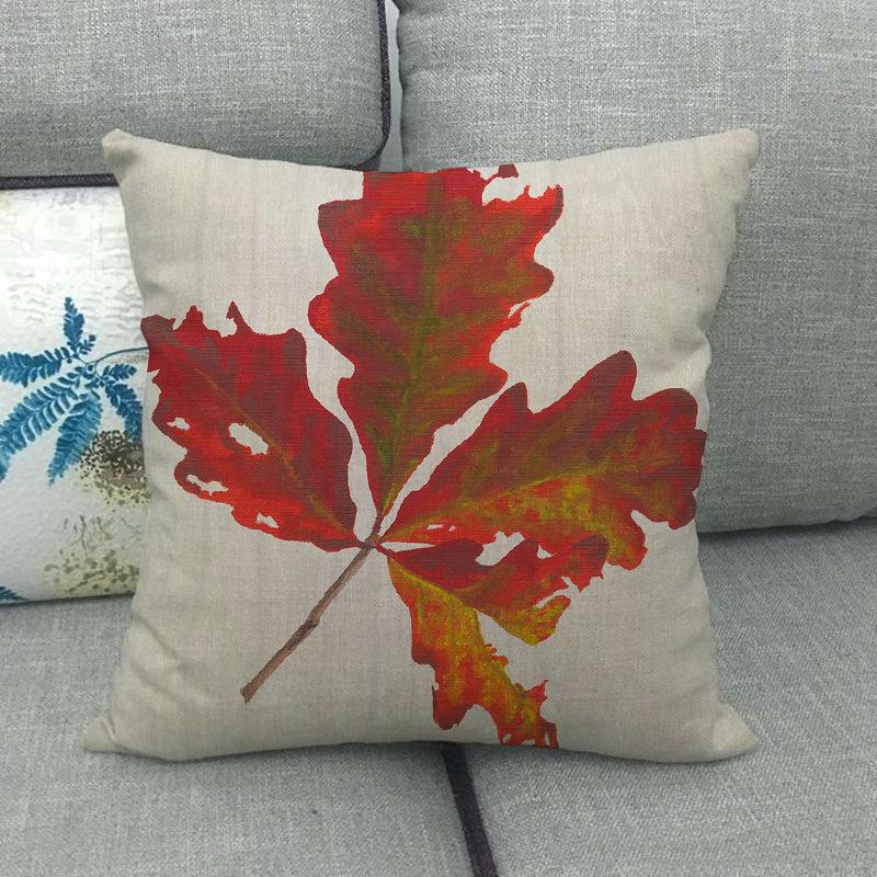 Autumn Maple Plants Digital Printing Short Plush Pillow Covers Decorative For Car Sofa Office Cushion Cover Home Goods