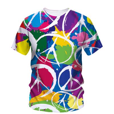 Estate Nuova Moda T-shirt Grafica Trend Neutro Creativo Colore Stampato Casual Girocollo Manica Corta T-shirt