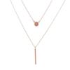 Rose Gold Silver Color Double Layer Necklace Round Shiny Full Zircon Long Pendant Necklaces Gift For Girl Fine Accessories
