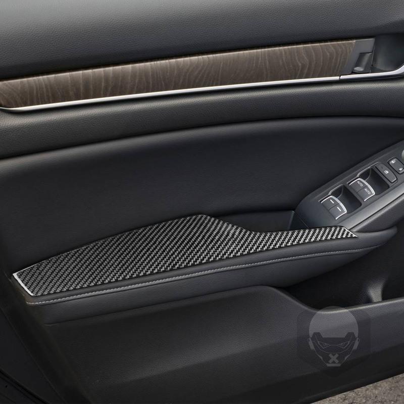 Real Carbon Fiber Car Accessories Door Armrest Panel Decorative Cover Soft Sticker For Honda Accord 10th Gen 2018