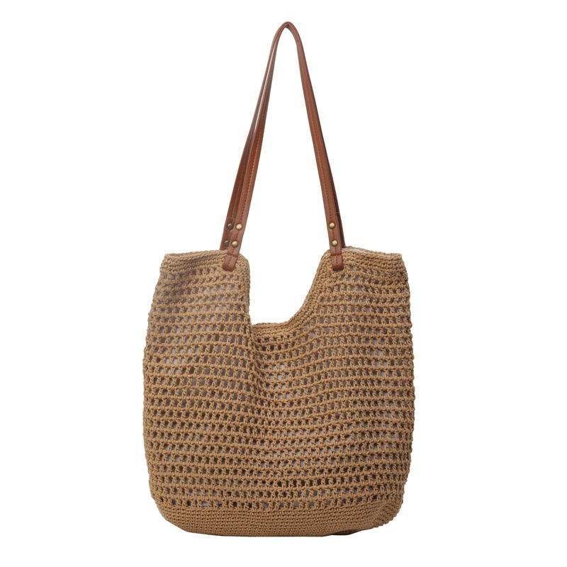 

New exquisite bucket bag large capacity versatile woven oblique span shoulder handbag fashionable tote bag One Size хаки
