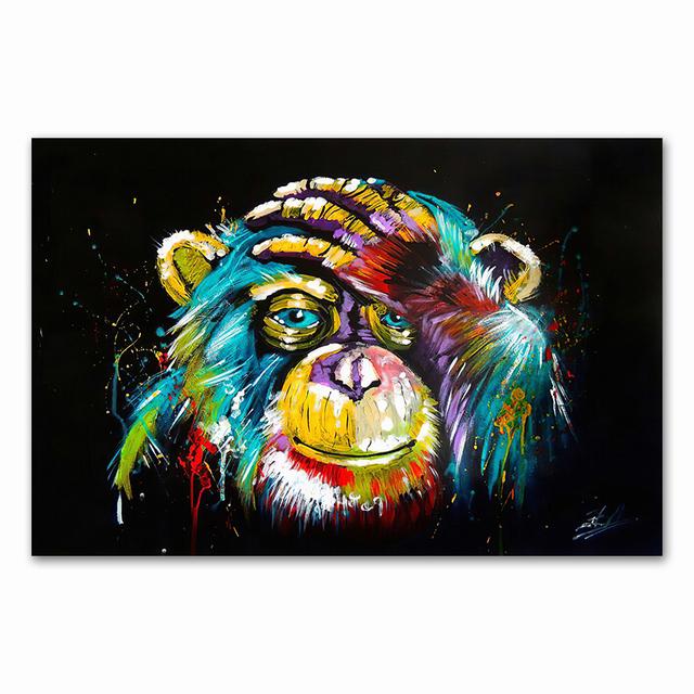 Graffiti Cute Monkey Canvas Painting Colorful Printed Poster and Prints Painting Wall Pictures For Living Room Home Decorations No Frame