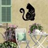 1pc Black Cat Metal Wall Art Floral Accents Home Decor 15.74 Inch for Living Room Bedroom Kitchen Outdoor Cat Decoration