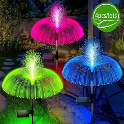 4pcs Solar Powered LED Street Lamp for Garden, Cottage, Landscape,Fountain Decor,7 Colors Jellyfish Lamp