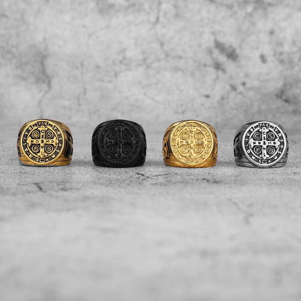 Personalized Retro Faith Cross Titanium Steel Ring