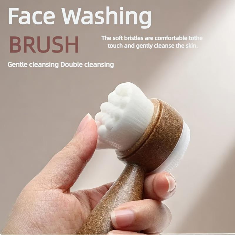 1pc Coconut Fiber Facial Brush,Double-Sided Exfoliating Manual Cleansing Brush, Soft Bristles for Deep Cleaning. facial brush