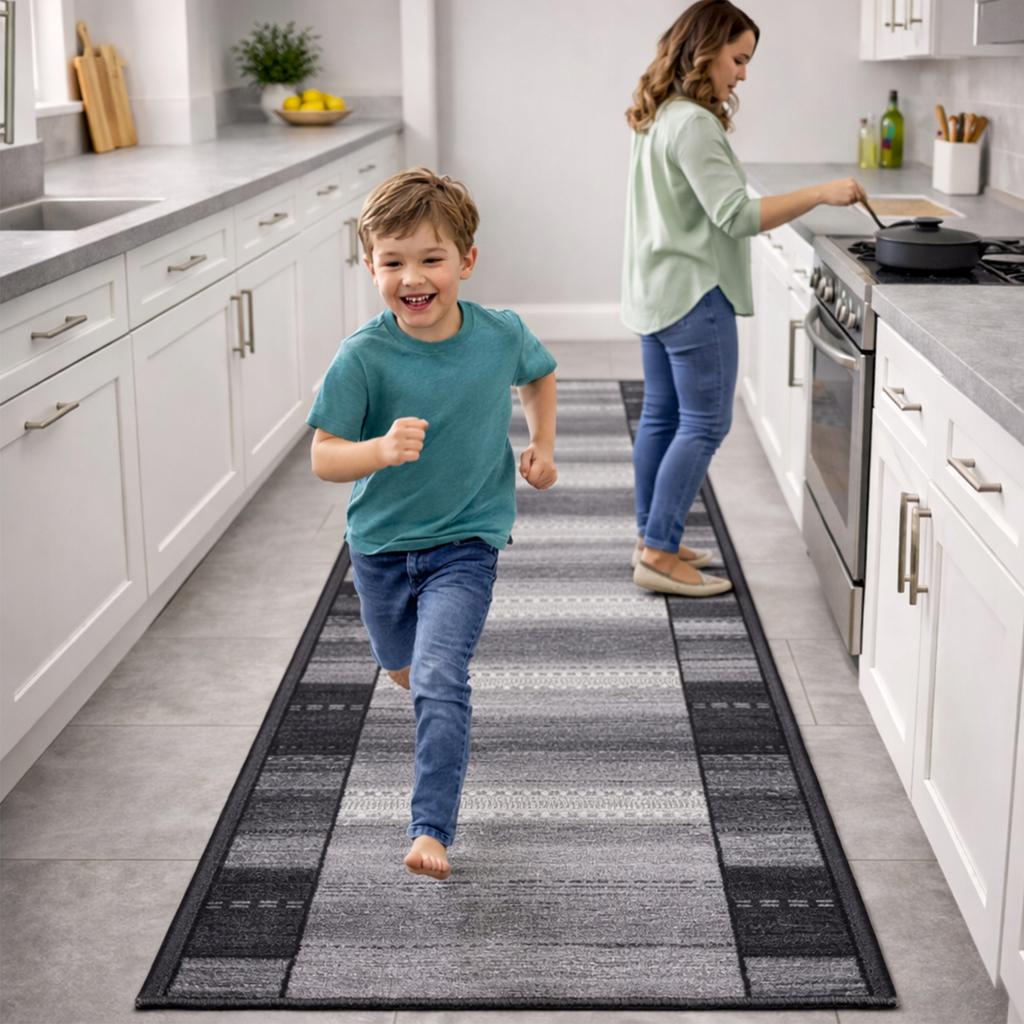 [5] IMPERIA GRAU 100x180cm Rutschfester Teppich D7520