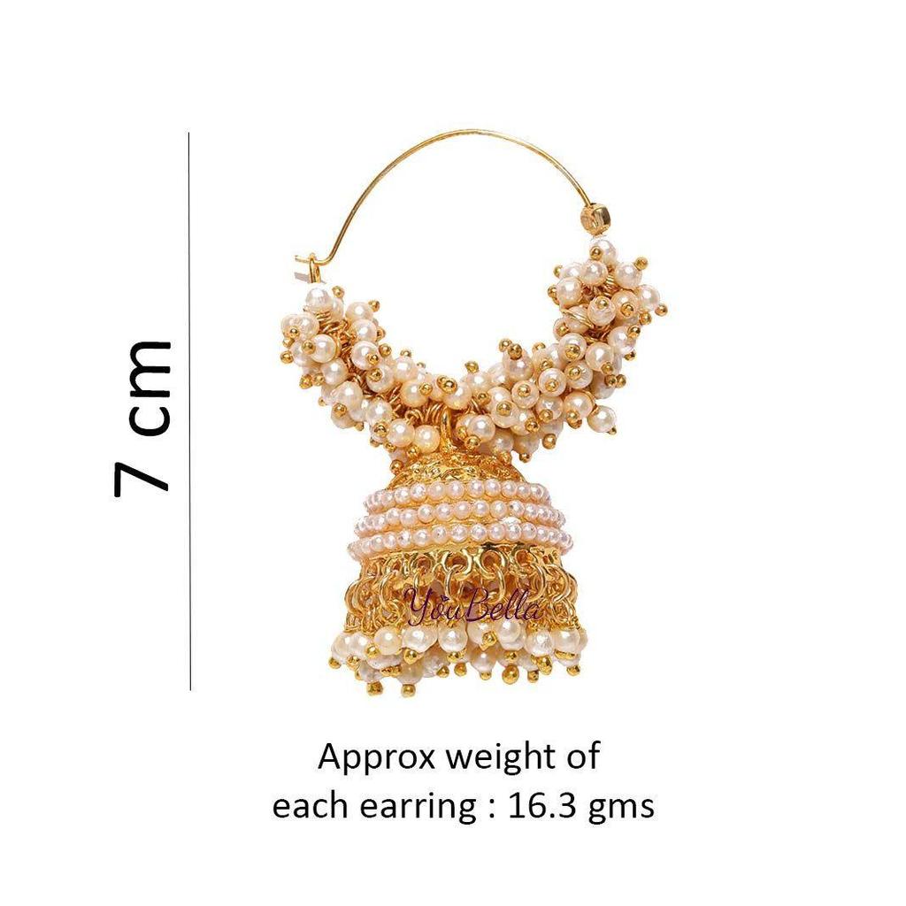 Mode smycken Guldpläterade Pärlörhängen Jhumka/Jhumki för Kvinnor Traditionella örhängen för Flickor