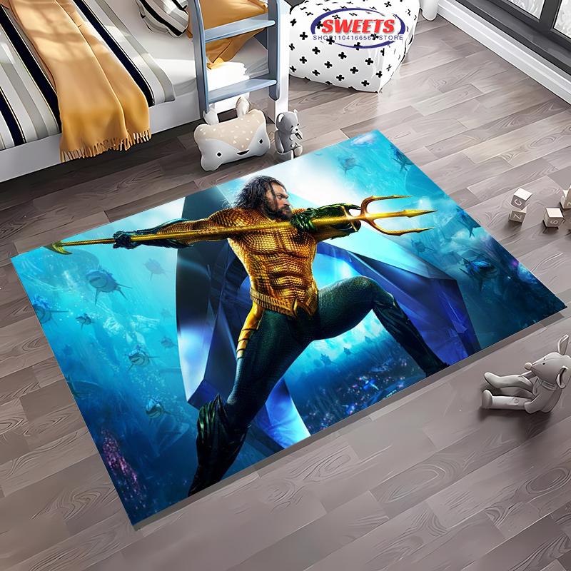 New Shelves! Classic DC Aquaman Carpet, Living Room Bedroom Office Area Children's Room of Choice, Non-slip Machine Washable Mat