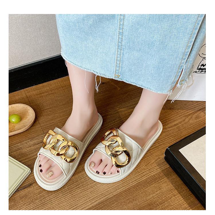 Sommer Neue Dicke Sohle Hausschuhe für Damen Oberbekleidung Modische und Bequeme Hausschuhe für Freizeit Strand Sandalen