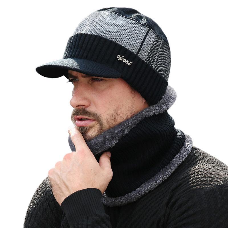 2/1PC Winter Hats Knit Cap Men And Women Velvet Hat Coral Fleece Scarf Outdoor Riding Hat Warm Plus Velvet Neck Protect Cap