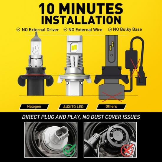 AUXITO 9008 H13 LED Headlight Bulbs Kit High Low Beam Super Bright Canbus 6500K