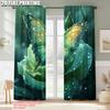 2pcs   Upscale Curtains 2D print Green Butterfly & Blooming Rose Versatile 100% Polyester (without rod) Stuff Clearance Perfect