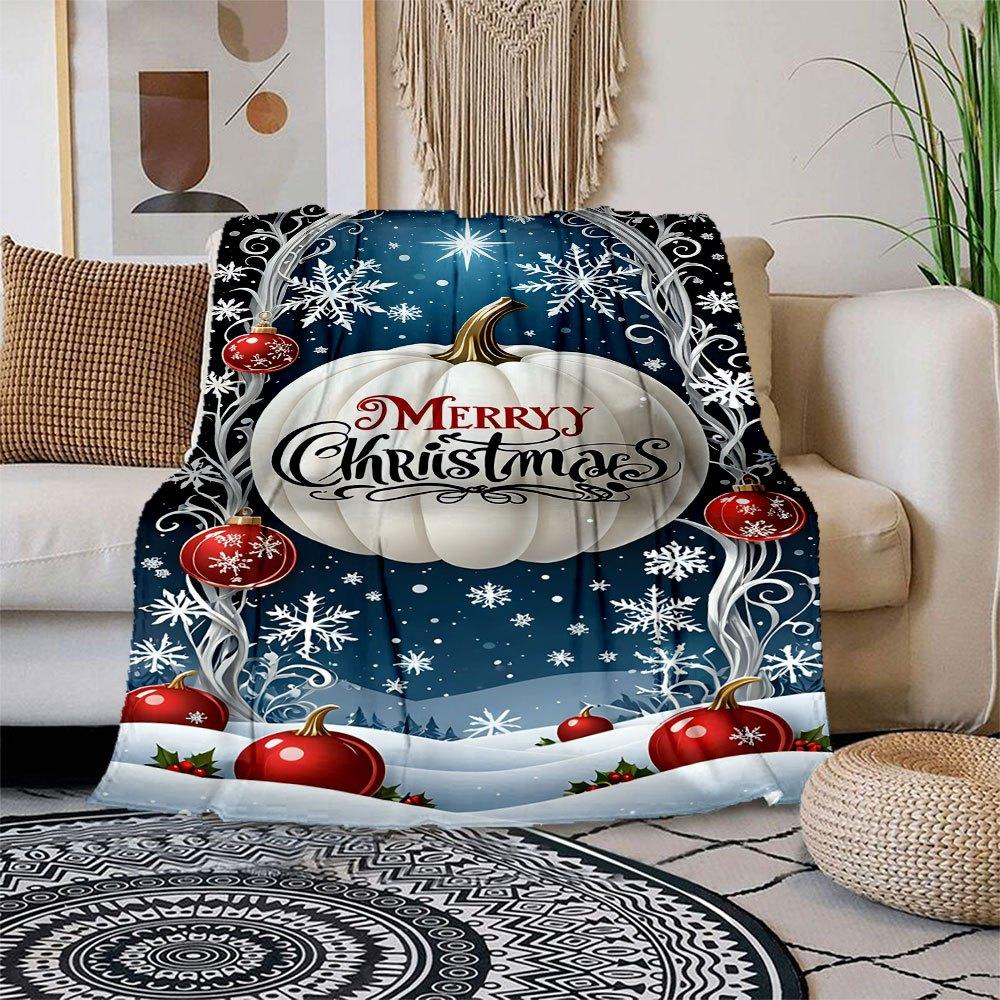 "Merry Christmas Winter Wonderland Frame"Blanket Flannel Throw Blanket for Sofa, Bed, Travel, Camping, Office