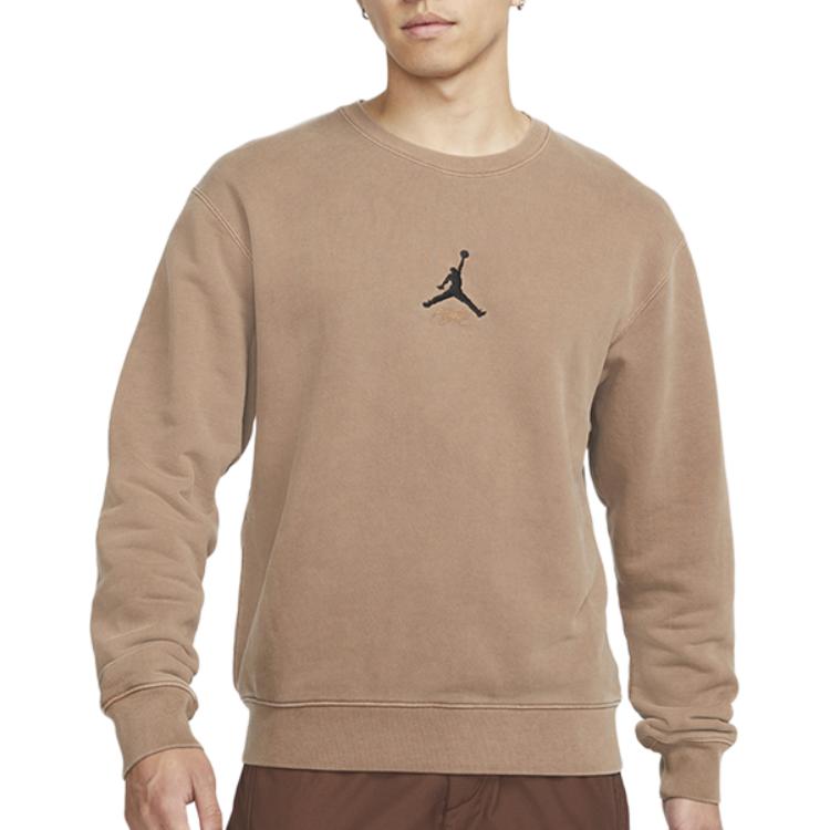 Jordan Embroidered Logo Sport Knit Pullover Crewneck Sweatshirt Men Tops Camel DO2308-256