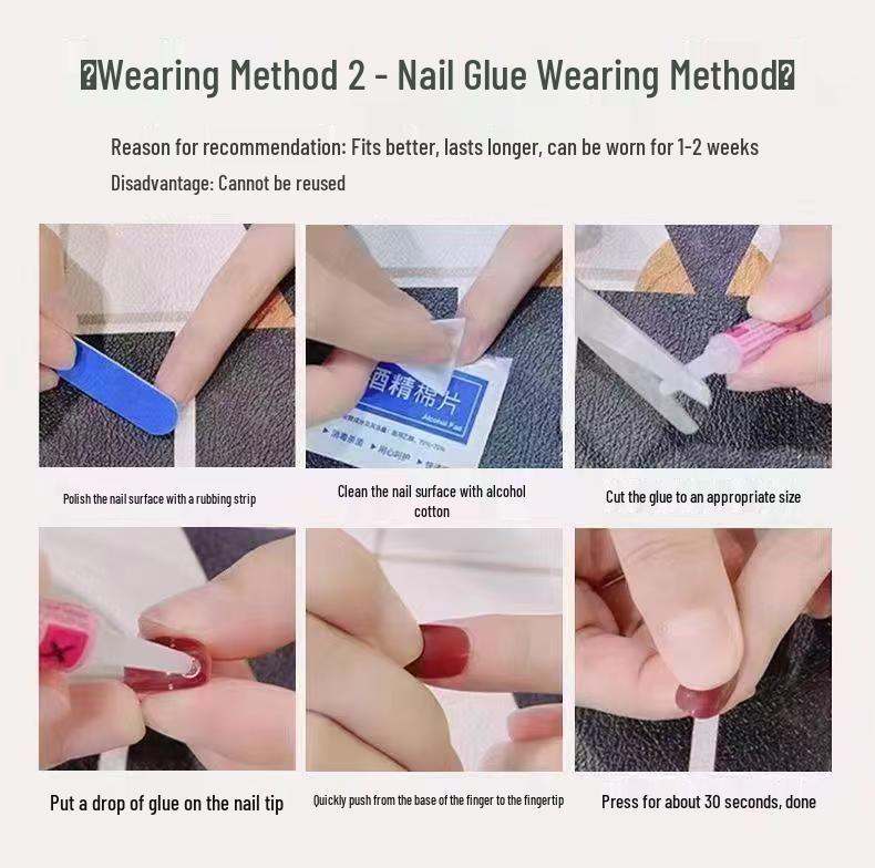Elegant 3D Hand-painted Long Wearable Nails - European & American Style Manicure