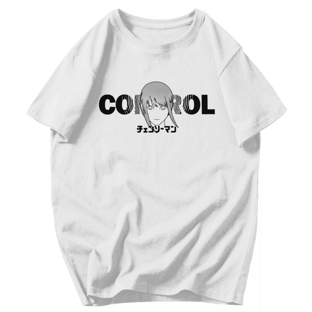 Men T Shirt Anime Chainsaw Man Makima Cotton Y2K Graphic Quality Unisex Tops T Shirts