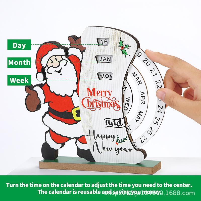 Weihnachts-Countdown, Manueller Kalender, Dekorationen, Anhänger aus Holz, Ornamente, Weihnachtsmann, Kreisförmig