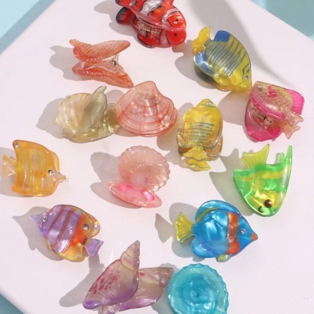 Sea Animal Acetate Animal Hair Clip Cartoon Mini Hair Claw Cute   Girls