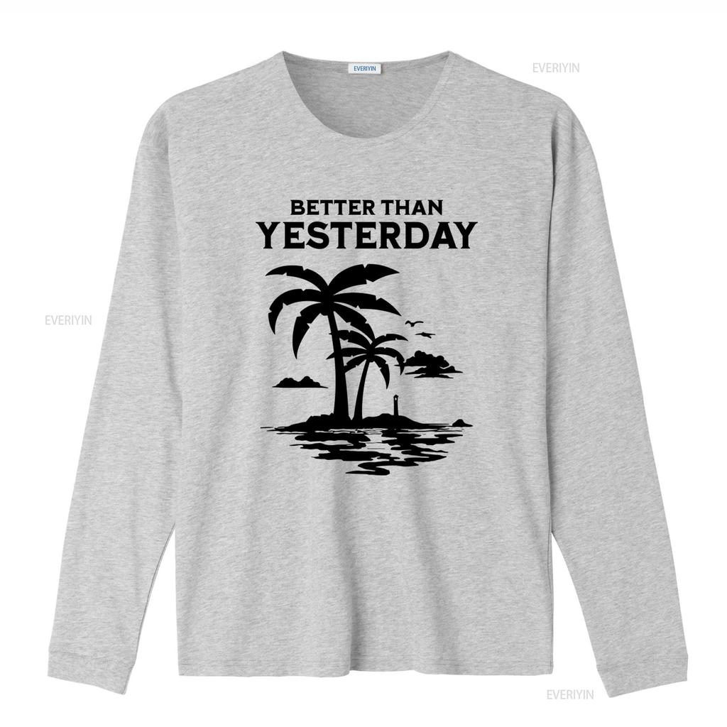 Better Than Yesterday Tropical Palm Trees Beach T Shirt for Summer Vacation Casual  Vintage Washed Streetwear Soft Versatile