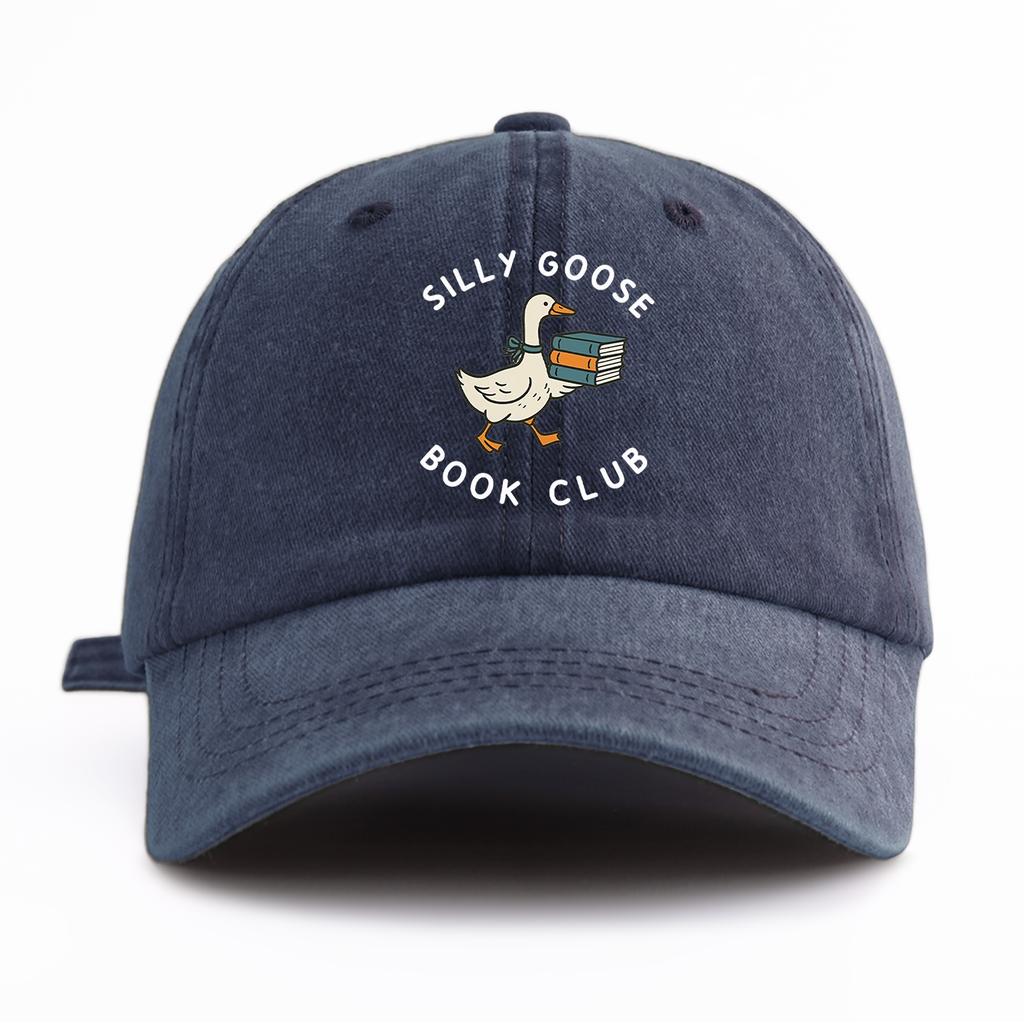 1pc BOOK CLUB Print Washed Baseball Cap for Adults,Minimalist Retro Style Casual Soft Adjustable Dad Hat,Perfect As Gift