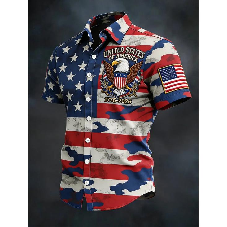 New Summer Men's Printed Casual Breathable Loose Short-Sleeve Shirt