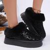 Fashion Shiny Sequins Fluffy Snow Boots for Women Winter Thick Sole Warm Plush Ankle Boots Woman Faux Fur Chunky Platform Booties Female